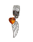 "Angel Wing" with Orange gem Clip-on Charm
