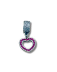 Hot Pink Open Heart Clip-on Charm