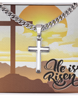He is Risen Men's Cross Necklace