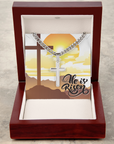 He is Risen Men's Cross Necklace