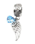 "Angel Wing" with Blue gem Clip-on Charm