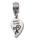 "Sister-in-law" Right Half Heart Clip-on Charm