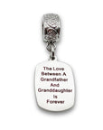 "Grandfather Granddaughter Love" Quote Clip-on Charm