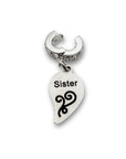 "Sister" Right Half Heart Clip-on Charm