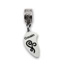 "Cousin" Left Half Heart Clip-on Charm