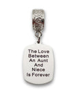 "Aunt Niece Infinite Love" Quote Clip-on Charm