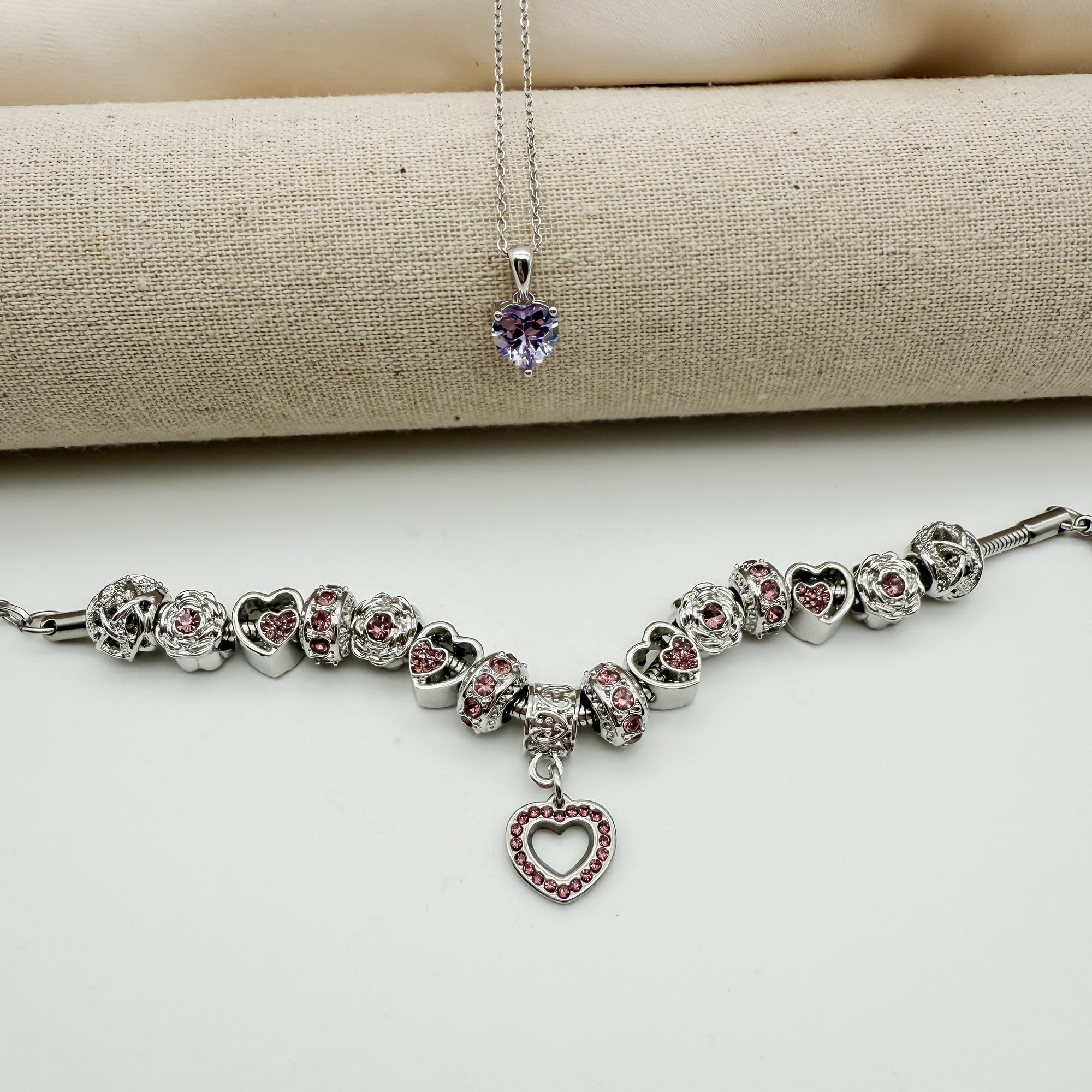 Her Birthstone Gift Set (Birthstone Bracelet &amp; Necklace Set)