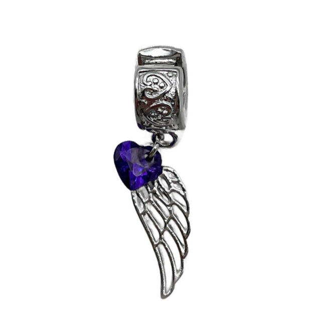 "Angel Wing" with Purple gem Clip-on Charm