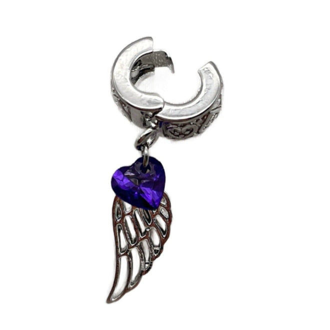 "Angel Wing" with Purple gem Clip-on Charm