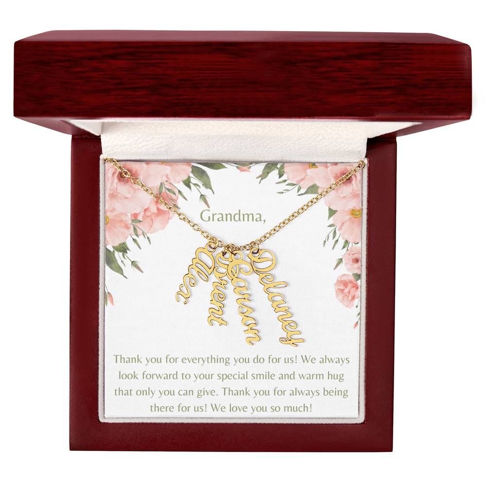 We Love You Grandma Necklace-1 to 4 names