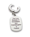 "Grandfather Granddaughter Love" Quote Clip-on Charm