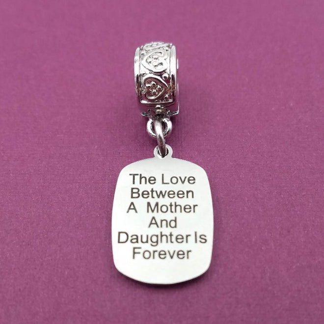 "Mother Daughter Eternal Love" Quote Clip-on Charm