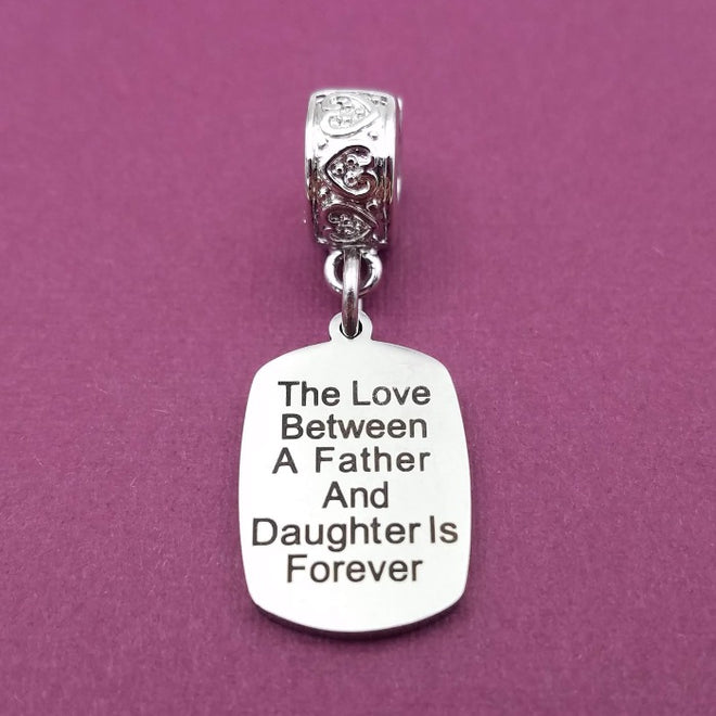"Father Daughter Eternal Love" Quote Clip-on Charm