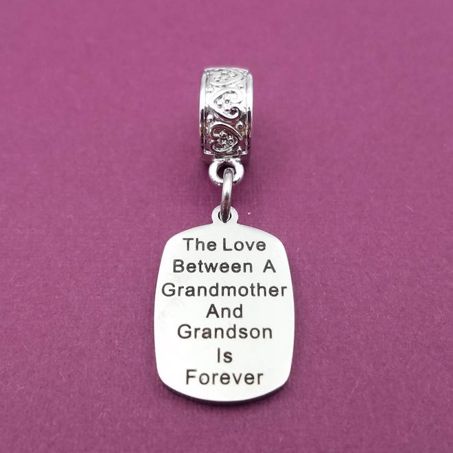 "Grandmother GrandSON" Quote Clip-on Charm