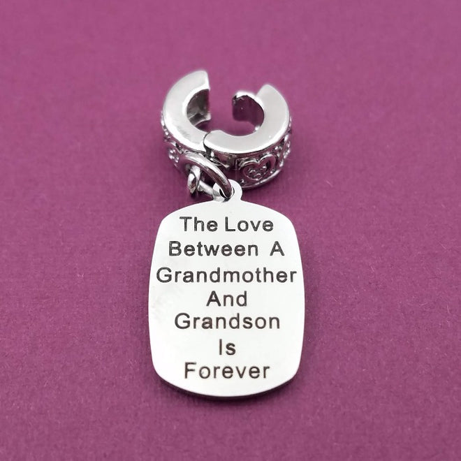 "Grandmother GrandSON" Quote Clip-on Charm