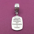 "Grandfather Granddaughter Love" Quote Clip-on Charm