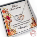 3 generations 3 heart sterling silver necklace on card with text the love between a grandmother mother and granddaughter is forever