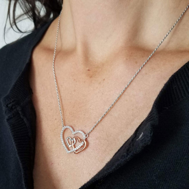 3 generations heart necklace worn