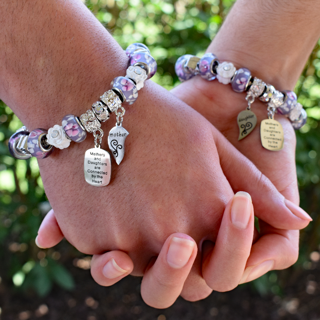 Mother daughter Connected by the Heart bracelets