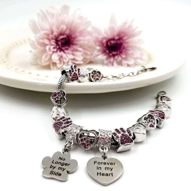 no longer by my side bracelet on plate with flowers