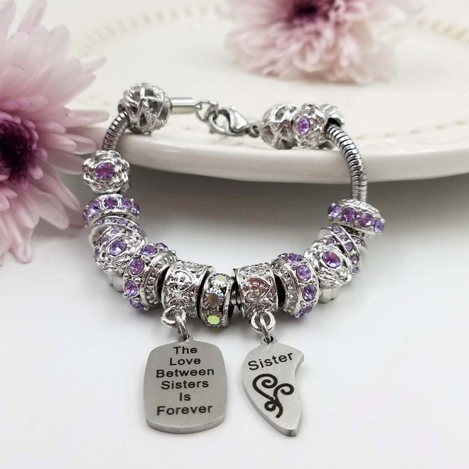 Little Words Project Sisters Friendship Crystal Bead Stretch Bracelet | The  Paper Store