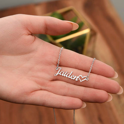 Personalized Mom to Be Name with Heart Necklace
