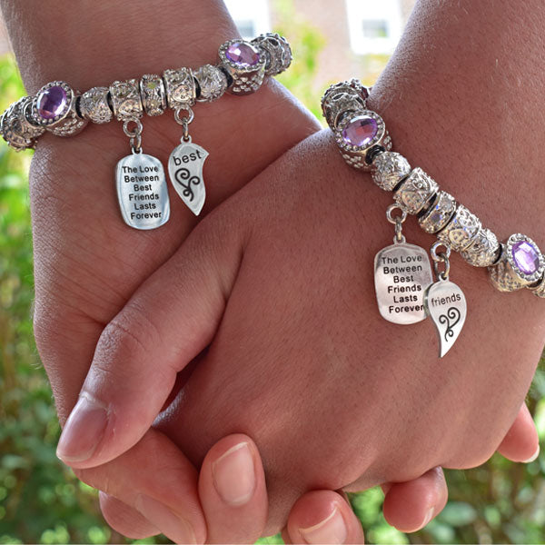 Best Friends Connected by The Heart Silver Expandable Charm Bracelet A -  Jules Obsession