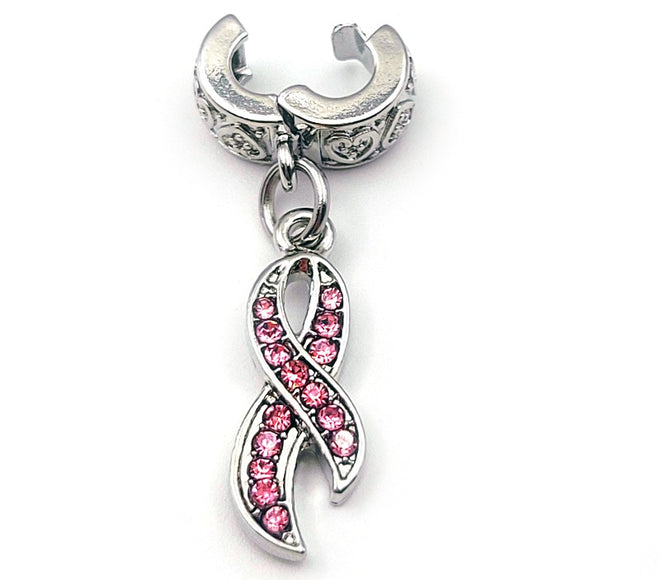 "Pink Awareness Ribbon" Clip-on Charm