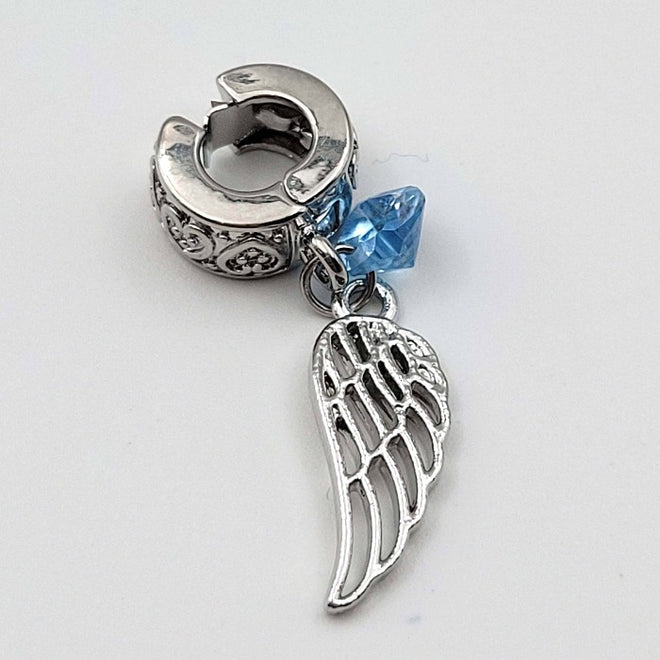"Wing with blue gem" Clip-on Charm