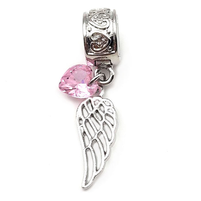 Pink Angel wing Charm
